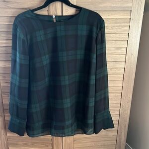 Ann Taylor Black Watch Plaid Blouse